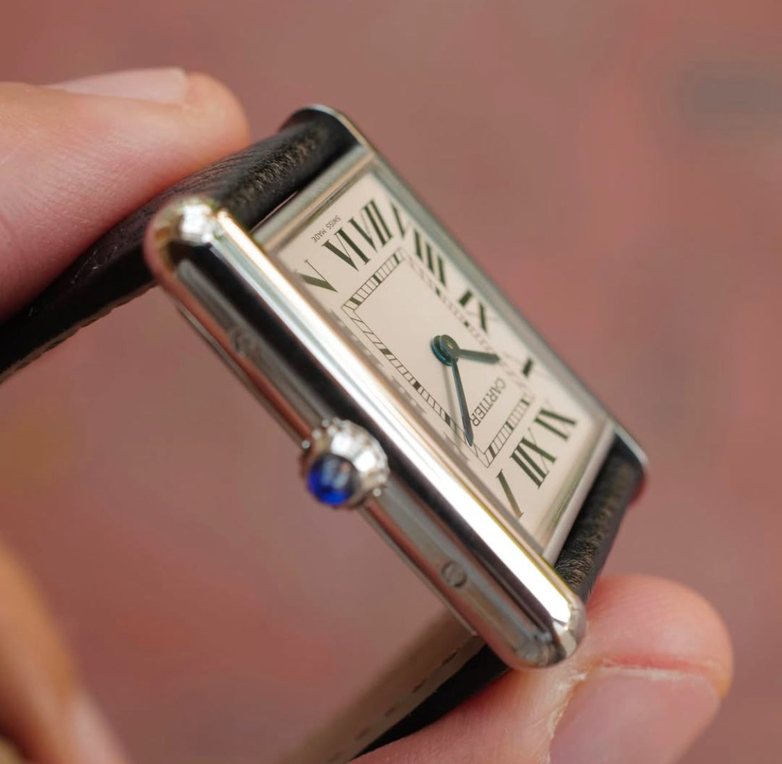 CARTIER MUST TANK BLACK IN PELLE