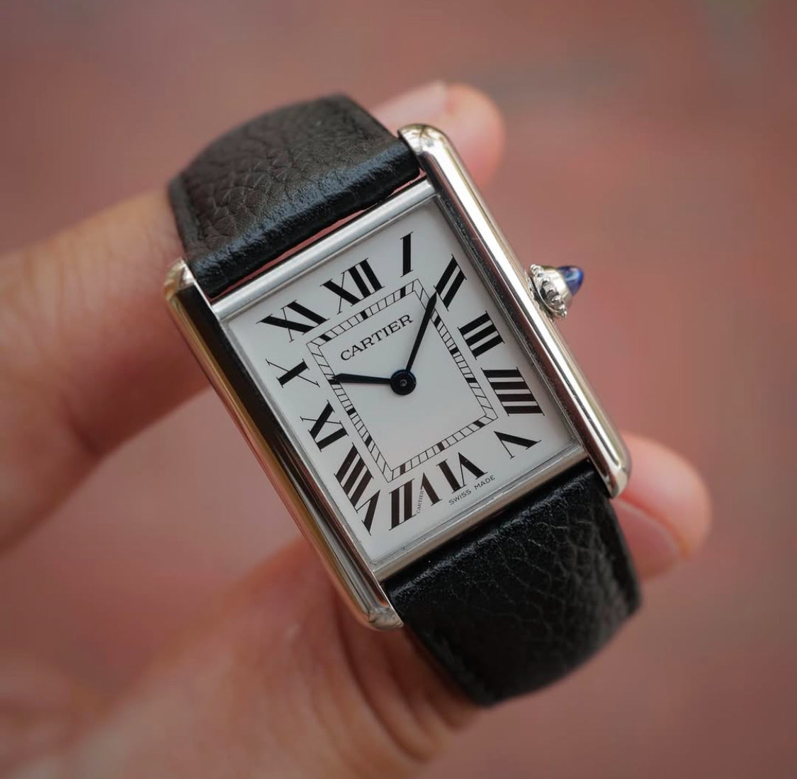 CARTIER MUST TANK BLACK IN PELLE