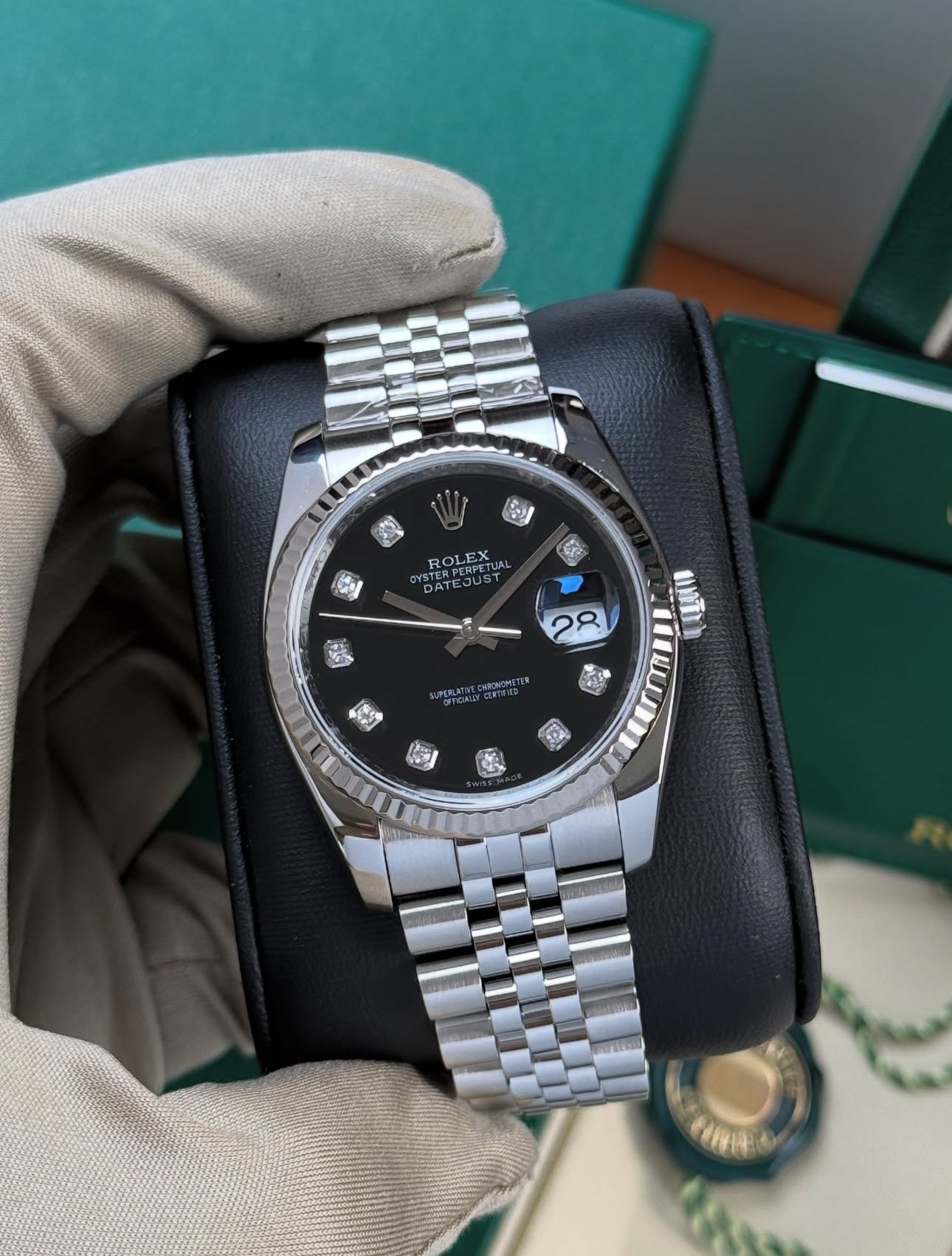 ROLEX DATEJUST JUBILEE BLACK DIAL DIAMOND