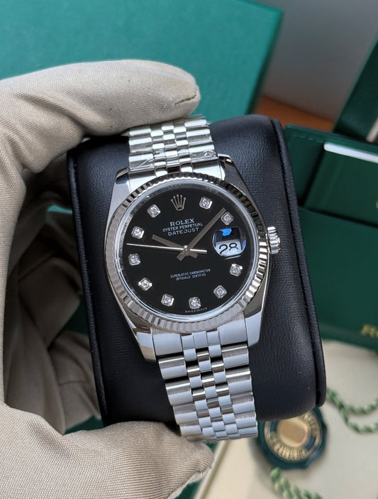 ROLEX DATEJUST JUBILEE BLACK DIAL DIAMOND