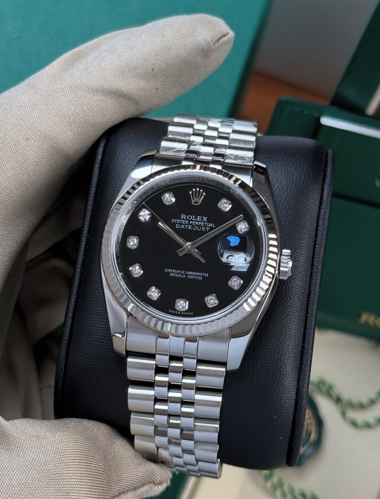 ROLEX DATEJUST JUBILEE BLACK DIAL DIAMOND