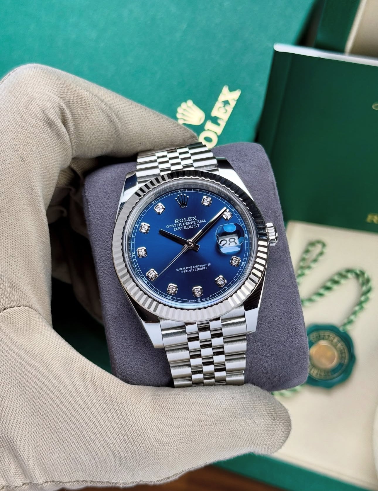ROLEX DATEJUST JUBILEE OCEAN BLU DIAMOND