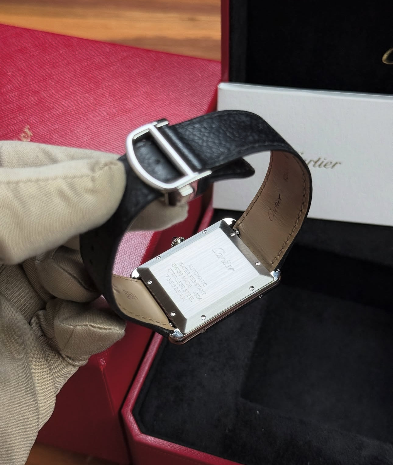 CARTIER MUST TANK BLACK IN PELLE