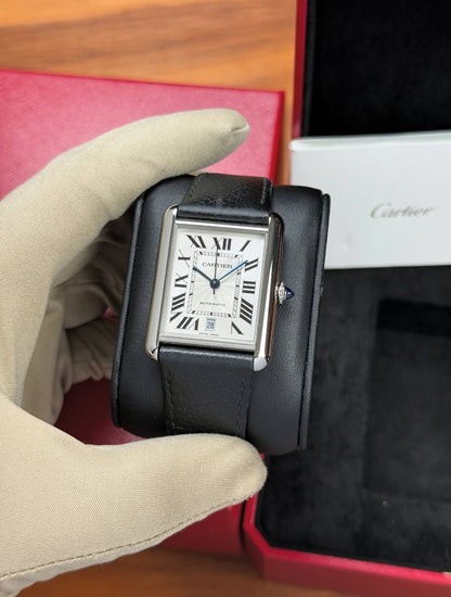 CARTIER MUST TANK BLACK IN PELLE