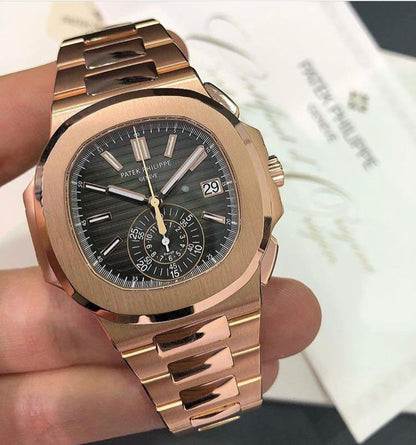 PATEK PHILIPPE NAUTILUS ROSÉ GOLD BROWN CHRONO