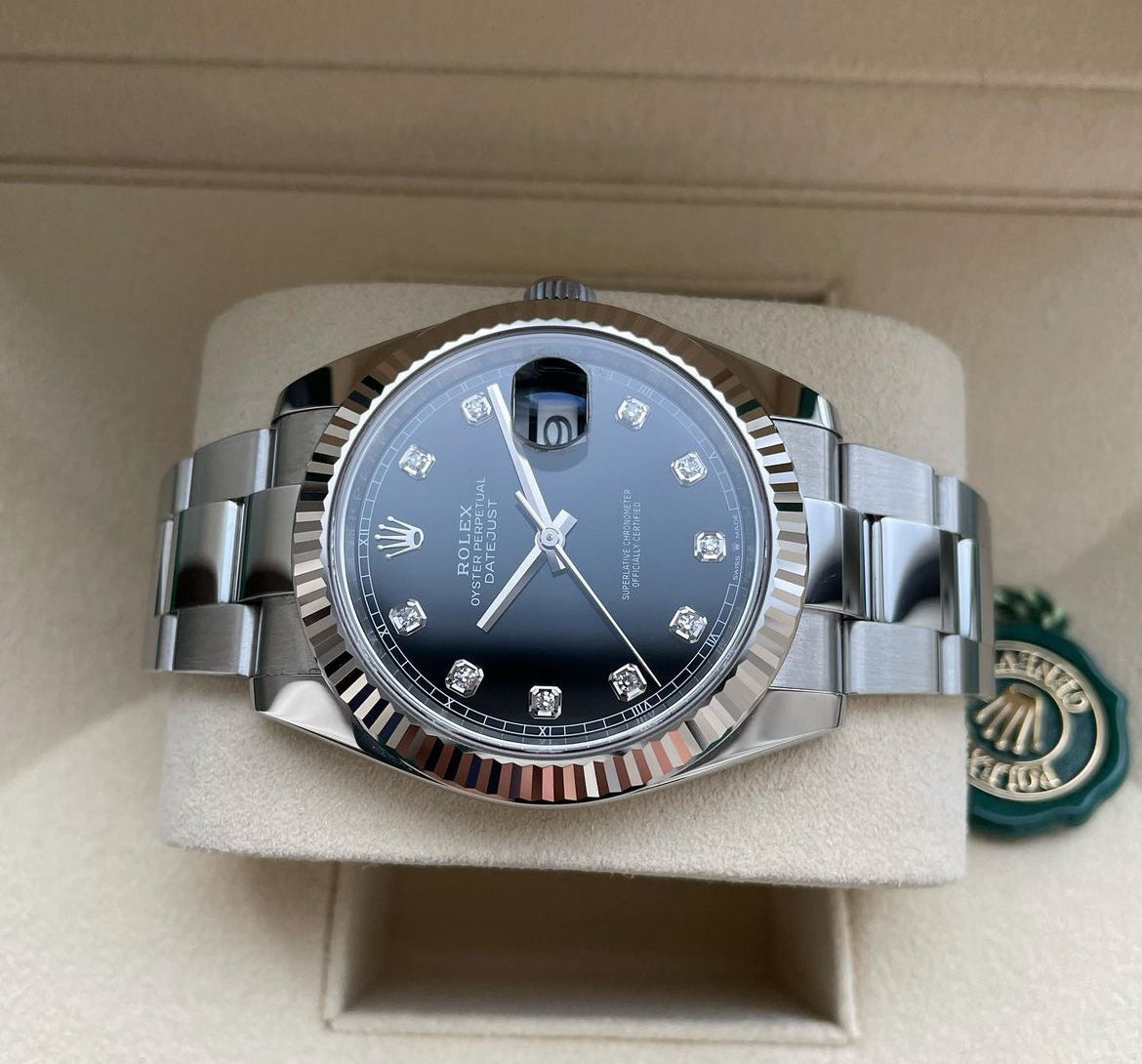 ROLEX DATEJUST OYSTER BLACK DIAL DIAMOND